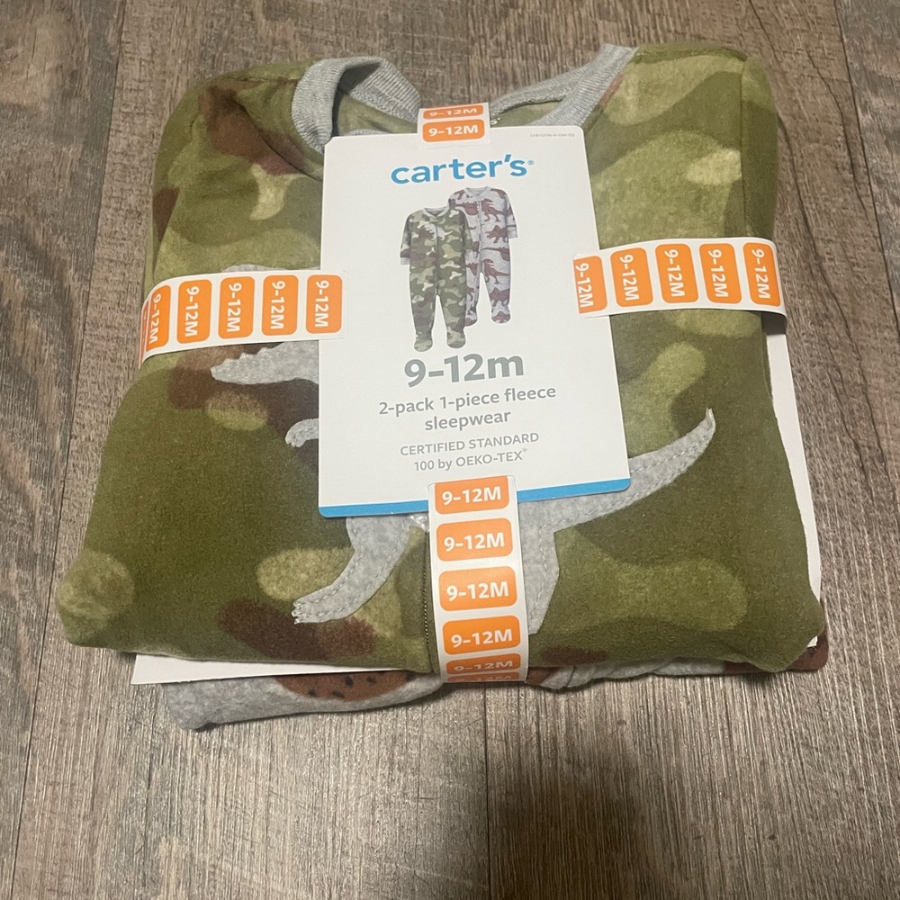 Carters 2 pack of dinosaur fleece footed sleepers